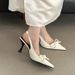 European American Style Pointed-toe Bow-tie Closed-toe Stiletto High-heeled Shoes With A Sophisticated And Fashionable_vogvips.com
