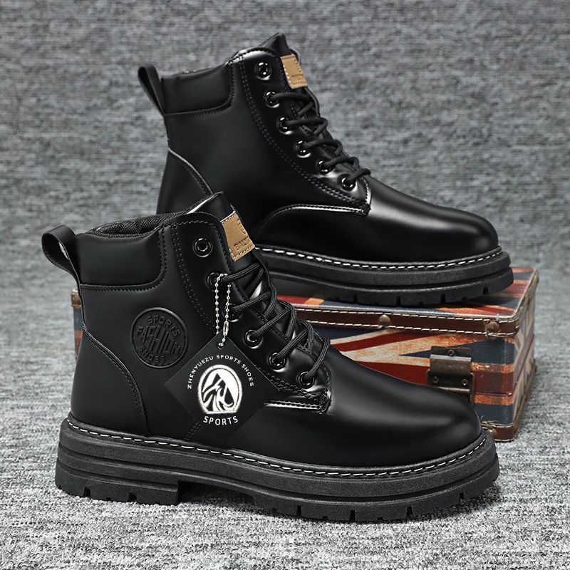 Men's High-Top Martin Boots - Waterproof PU Leather Desert Work Boots For Outdoor & Casual Wear_vogvips.com