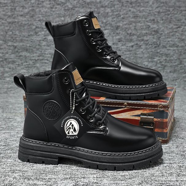 Men's High-Top Martin Boots - Waterproof PU Leather Desert Work Boots For Outdoor & Casual Wear_vogvips.com