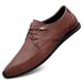 Round Head First Layer Shoes Front Lace-up Leather Shoes Men's Work Dress Men's Shoes_vogvips.com