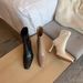High Ankle For Women 2023 Autumn Winter New Korean Style Patchwork Back Zipper Internet Celebrity Slim Square Toe Thin_vogvips.com