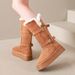 Tall Snow Boots Women's Thick-soled Piled Thickened Medium And Long Snow Cotton Boots Cotton Shoes_vogvips.com