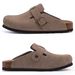Crestar Women's Suede Clogs Lady Fashion Buckle Leather Mules Comfort Cork Footbed Potato Shoes With Arch Support Beach Sandal_vogvips.com