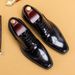 Men's leather leather patent leather English carved business dress Oxford shoes_vogvips.com