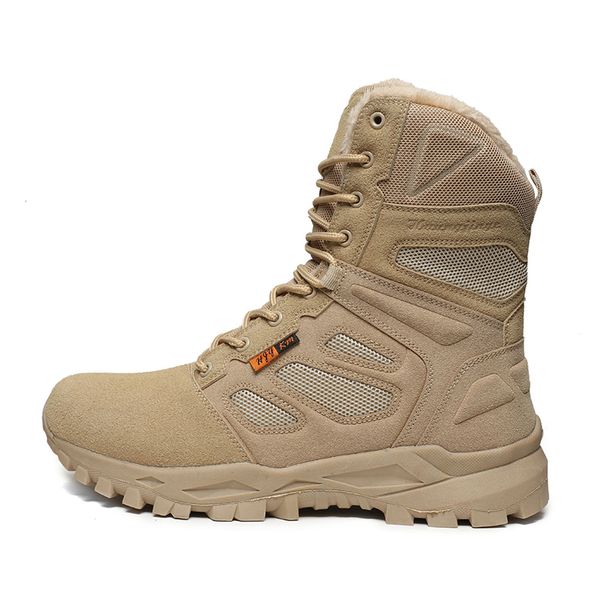 Outdoor High-top Boots Men Anti-slip Warm Plush Thick-soled Durable Ankle Boots Men Casual Comfortable Breathable Hiking Shoes_vogvips.com