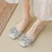 pointed Single Shoes Women's Flat Bottom Shallow Mouth One Pedal Rhinestone Beanie Shoes Women_vogvips.com
