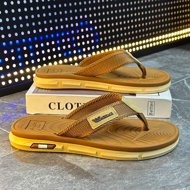 Men's Trendy Thong Slippers Non-Slip Wear-Resistant Flip Flops Breathable Woven Upper Comfortable Outdoor Beach Sandals_vogvips.com