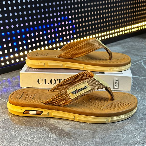 Men's Trendy Thong Slippers Non-Slip Wear-Resistant Flip Flops Breathable Woven Upper Comfortable Outdoor Beach Sandals_vogvips.com