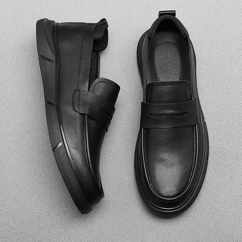 Genuine Casual Shoes, New Business Men's Shoes For Autumn 2025, Soft Soled Black Bean Leather Surface Loafers_vogvips.com