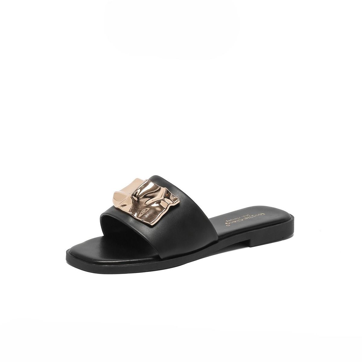 Large Size Shoes Suriname Hot Selling Flat Slippers Women's Metal Buckle Beach Sandals_vogvips.com