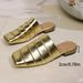 Summer New Style Women's Pleated Square Toe Slip-On Muffin Low Heel Closed Toe Shoes Small Size_vogvips.com