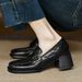 Single Shoes Women's Thick Heel Small Leather Shoes With Fleece To Keep Warm One Pedal Fluffy Shoes Loafers_vogvips.com