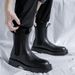 Chelsea Boots Men's High-top Leather Shoes, Cigarette Boots, Martin Boots Men's Velvet Black Boots Men's_vogvips.com