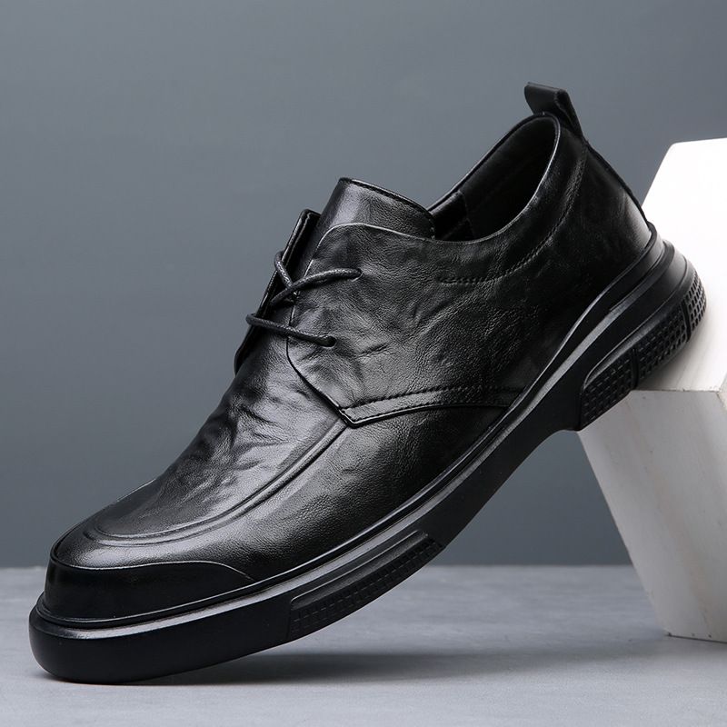2025 Spring New Men's Shoes: Genuine Thick Breathable Soft Soled Business Casual Shoes, Trendy Versatile Dress Leather_vogvips.com