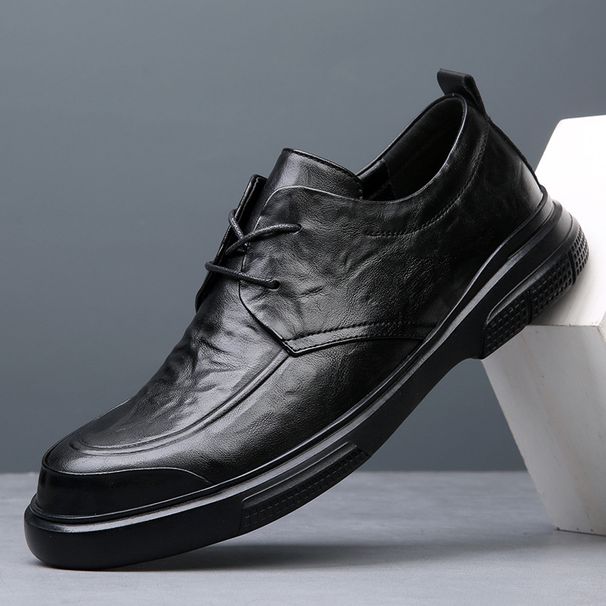 2025 Spring New Men's Shoes: Genuine Thick Breathable Soft Soled Business Casual Shoes, Trendy Versatile Dress Leather_vogvips.com