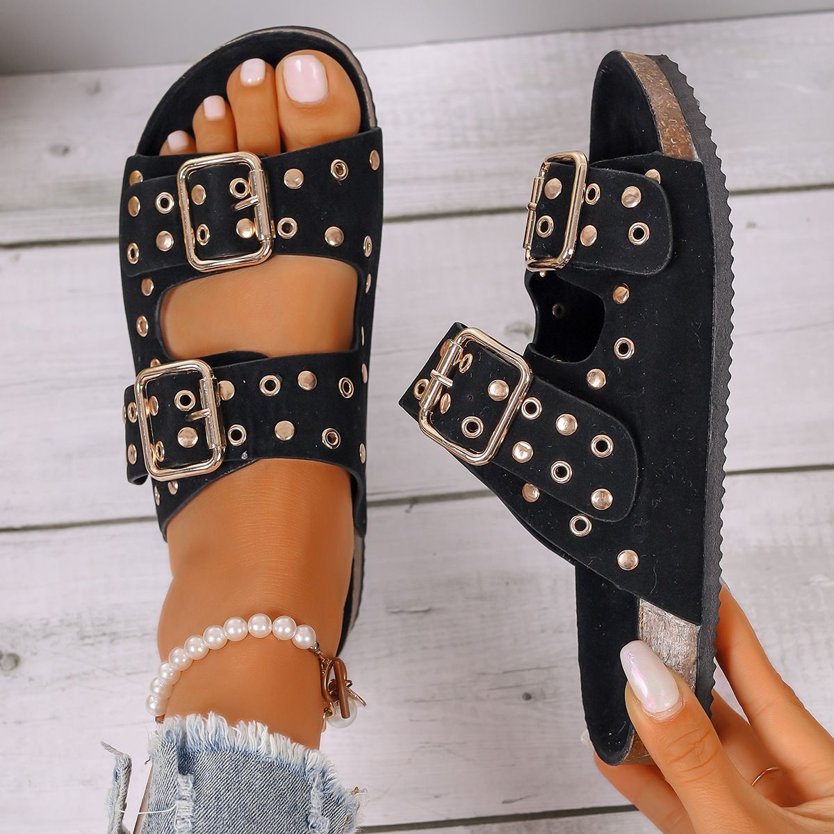 Women's Shoes Summer Wear New Sandals Slippers One-line Casual Beach Shoes Cork Slippers_vogvips.com