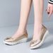 Women's Wedge Slip-On Single Shoes plus Size Platform Loafers Spring Fashion with Bows_vogvips.com