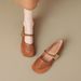 French Mary Jane Shoes Women's Flat Bottom Word With Shallow Mouth Retro Soft Sole Single Shoes Fairy Style_vogvips.com