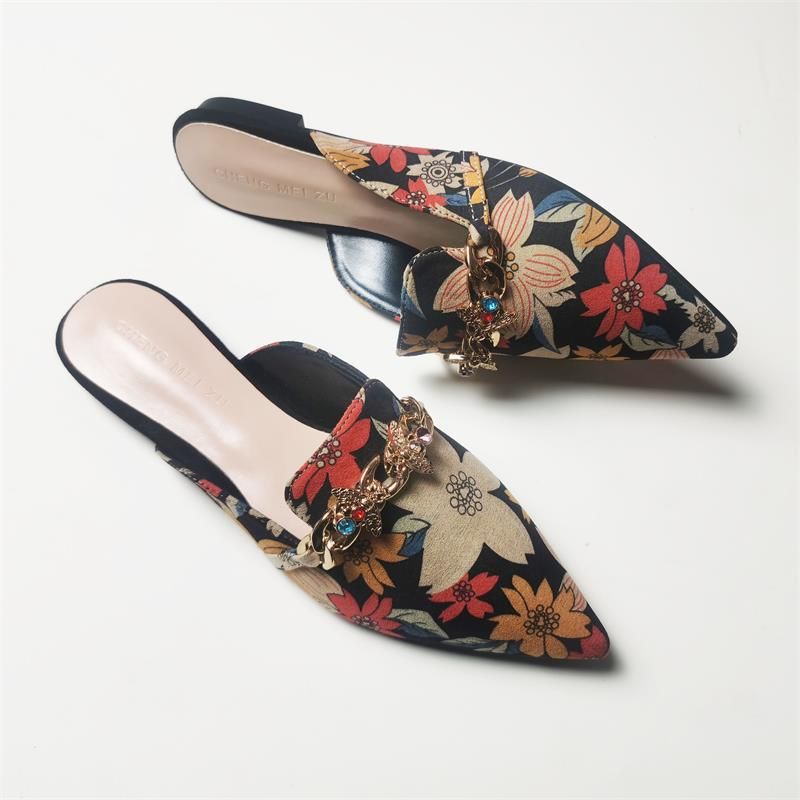 Women’s Shoes New Pointed Sandals For Women To Wear Outside In Spring Single Shoes Flat Bottom Closure Mules Half Support Women's Shoes_vogvips.com
