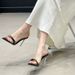 Summernew Arrival Metal Buckle Pointed Toe Sandals Two-color Easiest For Match One-strap High-heeled Sandals_vogvips.com