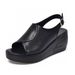 Wedge Heel Sandals For Women 2024 Summer New Style Fish Mouth Back Hollow Thick Bottom Sandals European And American Style Platform Heel Cowhide_vogvips.com