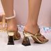 Square Toe Women's Sandals, New Summer Style, Plus Size, Unique Heel, High Heel, Flip Flops, In Stock._vogvips.com