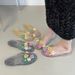 Summer New Transparent Flat Closed-Toe Sandals For Women, Non-Slip Hollow Out Clogs, Student Crystal Half Slippers_vogvips.com