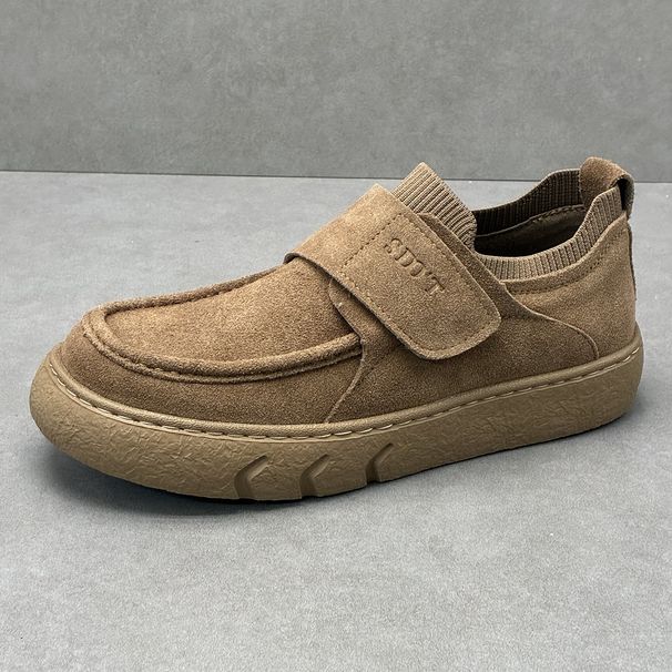 Slip-On Ultra-Light Soft Sole Casual Men's Suede Lazy Shoes Genuine Leather Breathable Loafers_vogvips.com