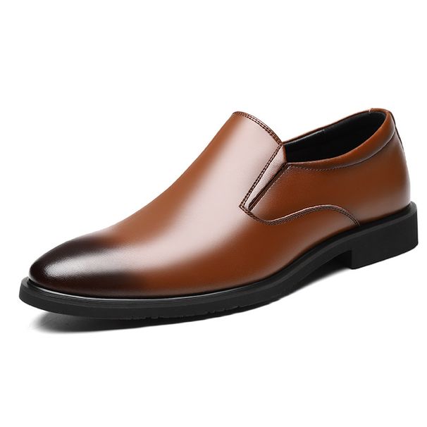 Men's Perforated Leather Breathable Low-Top Formal Slip-On Shoes_vogvips.com