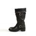 Women's Retro Distressed Mid Calf Boots Chunky Heel Belt Buckle Slouch Boots Style Niche Work Boots For Autumn New Style_vogvips.com