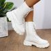 Shoes New Round Head Lace Up Thick Bottom Mid Tube Boots European And American Fashion Motorcycle Boots_vogvips.com