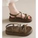 Roman Sandals Women 2024 Summer New Small Muffin Platform Set Toe High Heel Beach Sandals_vogvips.com