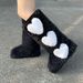 Winter New Flat Long Tube Furry With Fleece Lining, Thickened, Waterproof, Warm, Heart-Shaped Snow Boots For Women_vogvips.com
