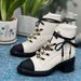 Color Matching Lace Up Short Boots High End Genuine Leather Martin Boots For Women Street Blasting Sweet And Cool Knight Boots_vogvips.com