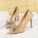 1983-H61 European And American Style Fashion Party Heels Stiletto Bow Shallow Mouth Pointed Toe Ultra High Heel Single_vogvips.com