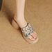 Fashionable Thick-soled Embroidered Slippers, Retro Apricot And Black Open-toe Sandals, 2026 Soft Leather Platform_vogvips.com