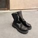 Women's Shoes Chunky Heel Ankle Boots With Stretchable Wrinkled Design, Back Zipper, And Comfortable Inner Lining For Winter, Spring, And Fall_vogvips.com