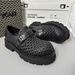 High-End Commuter Thick-Soled Trendy Hand-Woven Slip-On Hollow Breathable Business Casual Height-Increasing Leather_vogvips.com
