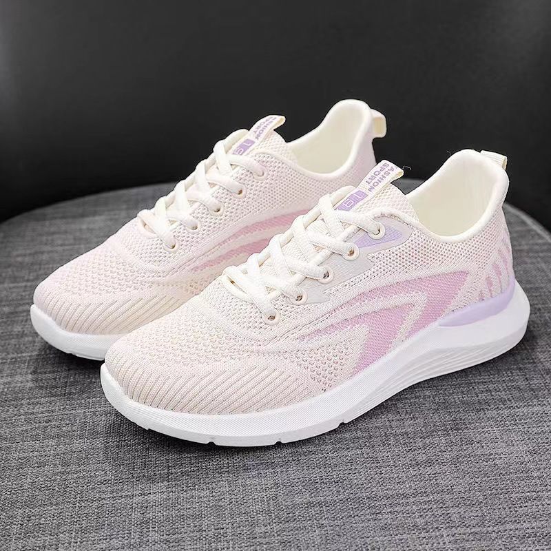 Women's Lace-Up Casual Sports Shoes Thick Sole Height-Increasing Outdoor Chunky Sneaker Vacation Breathable Student Shoes, Flat-Bottomed Walking Shoes_vogvips.com