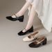 Square-toed Buckle Strap Women's Leather 2026 Summer New Style, Low-heeled Retro Mary Jane Shoes, Elegant And Suitable_vogvips.com