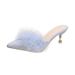 Large Size Export Thin Furry Pointed Toe High For Women Outdoor Wear High-End Feel Sandals With Heel Half Slippers_vogvips.com