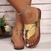 Women's Metallic Crocodile Thong Sandals Gold Flat Flip Flops | Casual Summer Beach Shoes For Vacation_vogvips.com