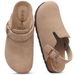 Evshine Women Suede Slippers With Adjustbale Strap Comfy Arch Support Leather Mules Retro Men Potato Shoes Lady Cork_vogvips.com