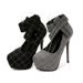 Autumn Korean Version Round Toe Waterproof Platform With High And Thin Heels For Women's Singles, Square Grid Bow 913-56_vogvips.com