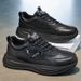 Men's New Summer Breathable Leather Sneakers, Trendy Versatile Soft-soled Non-slip Casual Dad Shoes_vogvips.com