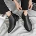 Men's boots in the fall new black low-top casual leather shoes_vogvips.com