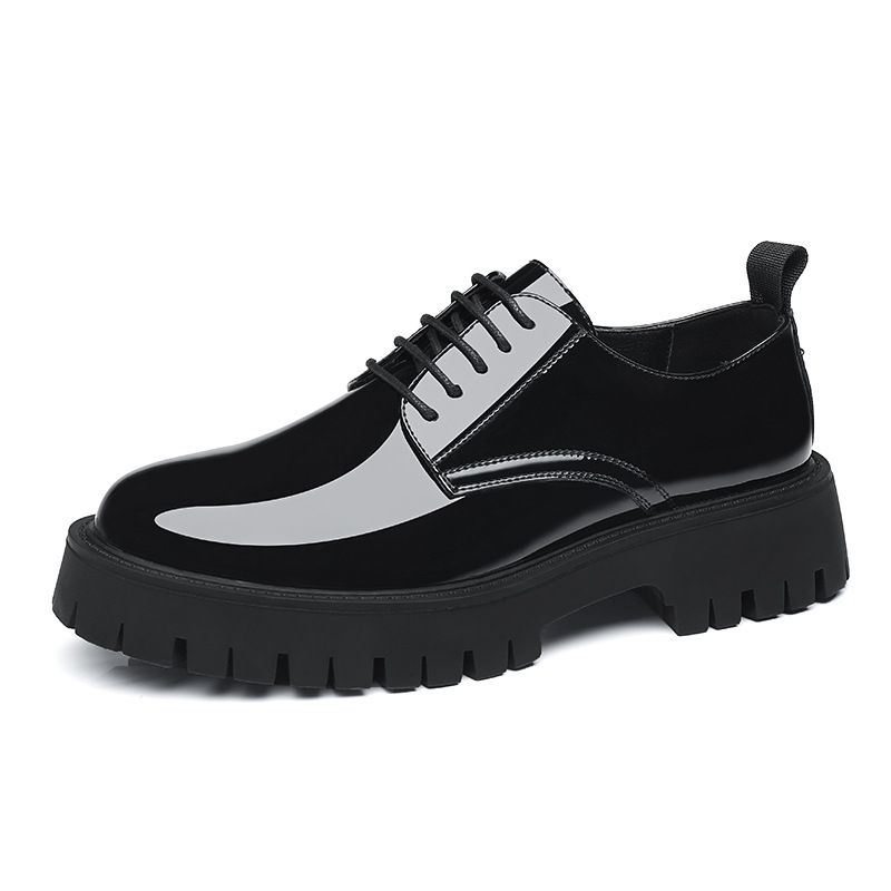 Euro Step Casual For Men, Autumn New Genuine Leather Shiny Business Formal Shoes, Thick Sole Height Increasing Non-Slip Versatile_vogvips.com