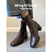 Square Toe Silent Short Commuting Black High Stretch Slim Autumn Winter Soft Sole System Inner Thick Heel Boots_vogvips.com
