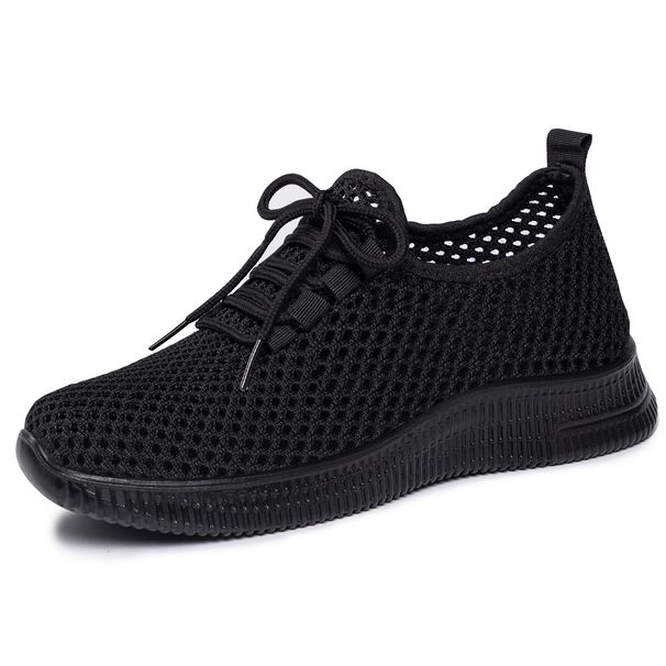 Casual Women's Single Shoes Lace-up Mesh Breathable Sneakers Large Size Spot Women's Mesh Shoes_vogvips.com