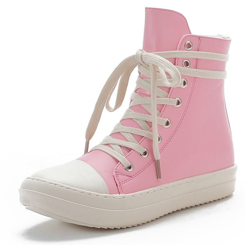 Women's High Top Fashion Cowboy Boots Large Size Side Zipper European American Style Spring Autumn Red Black Over-the-Ankle_vogvips.com
